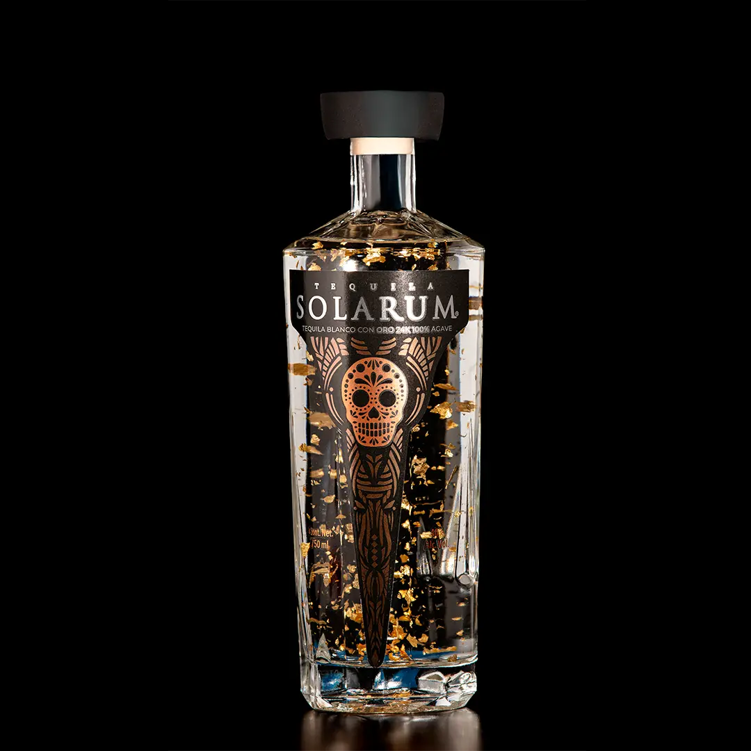 Tequila Solarum Blanco Con Oro 24k Ed. Calavera 750 Ml