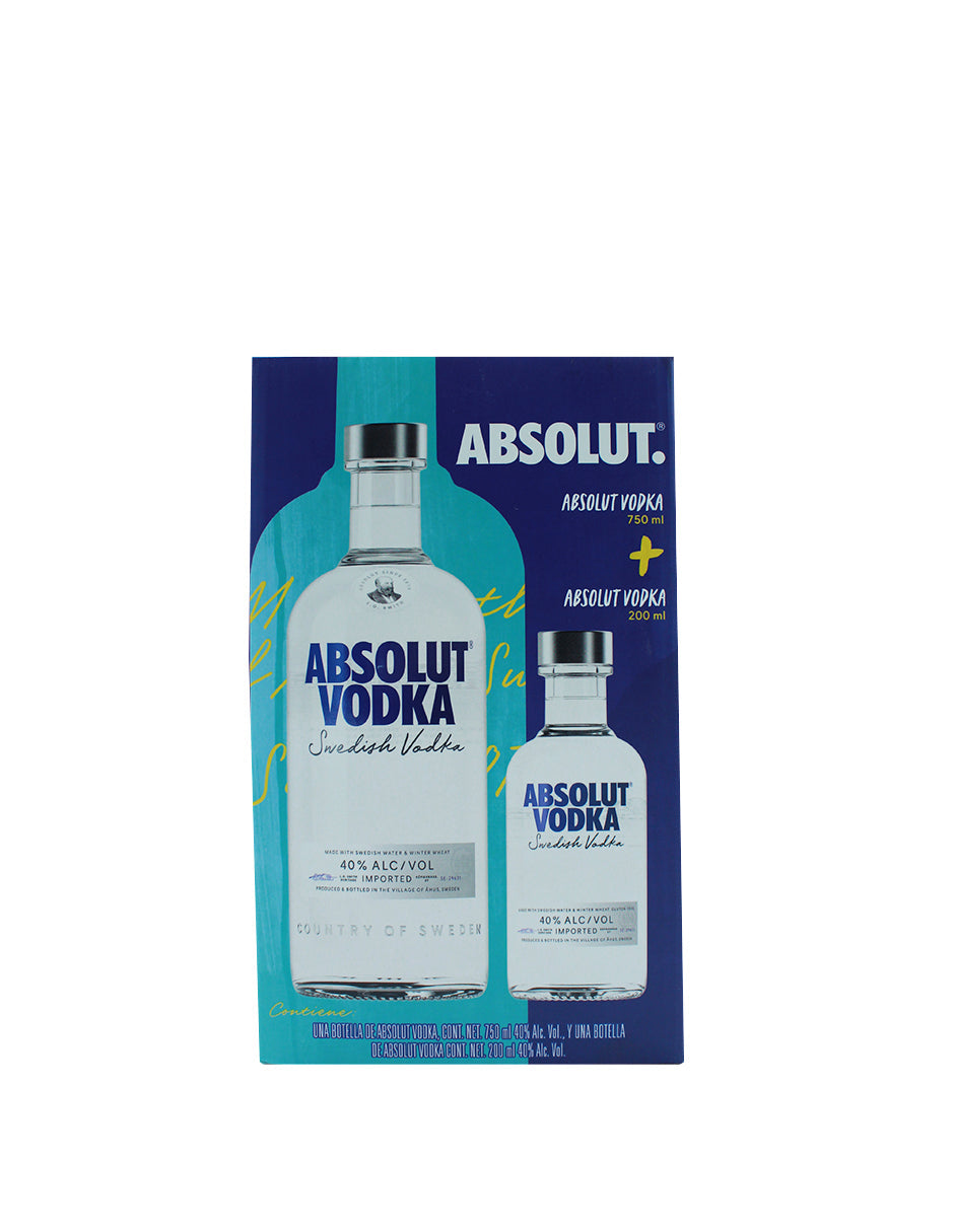 Vodka Absolut Azul 750 Ml Con Vodka Absolut Azul 200 Ml - Corpovino
