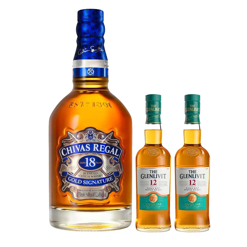 Whisky Chivas Regal 18 AÑos 750 Ml + 2 The Glenlivet 12 AÑos 375 Ml - Corpovino