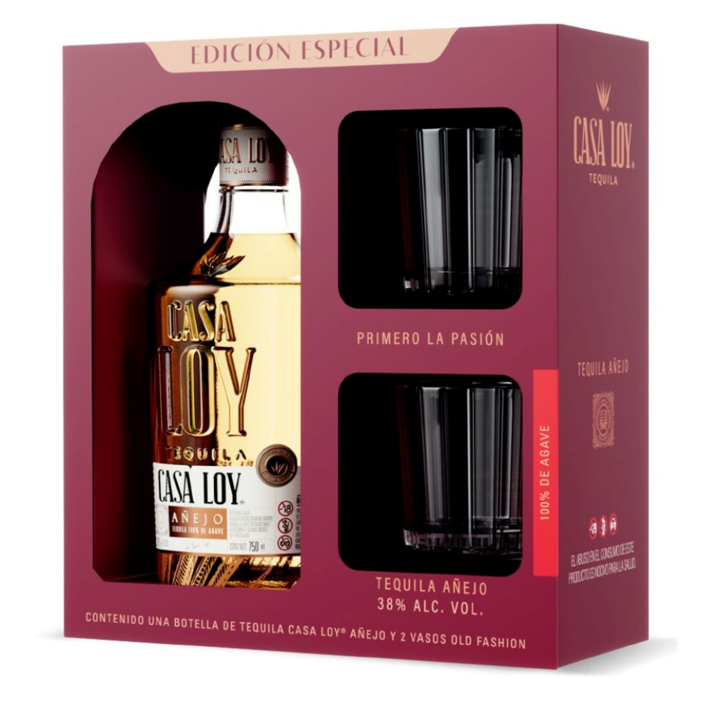 Tequila Casa Loy Añejo + Vasos - Corpovino