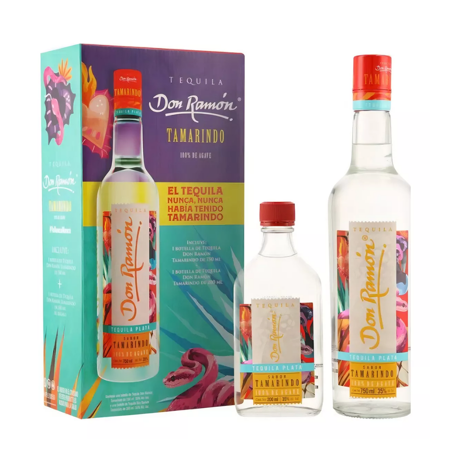 Tequila Don Ramón Plata Tamarindo 750 Ml + Don Ramón Plata Tamarindo 200 Ml - Corpovino