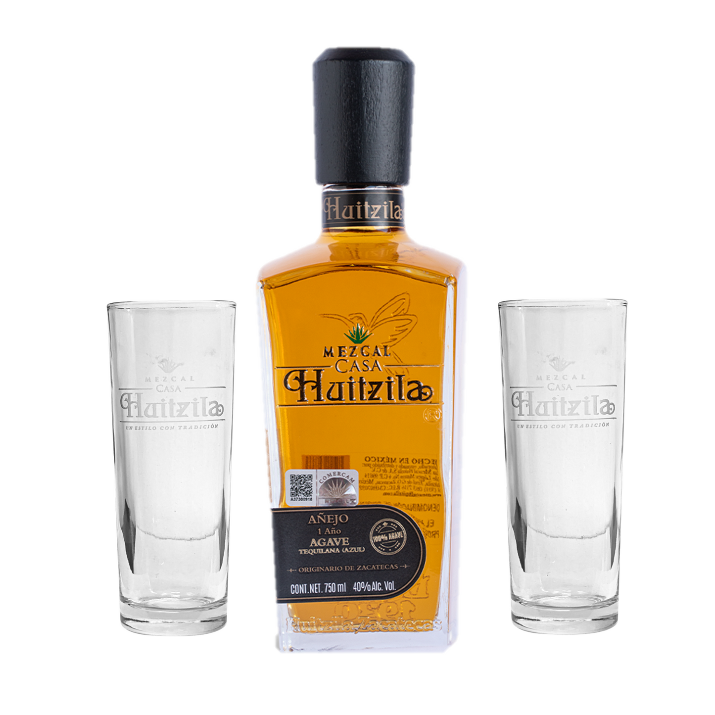 Mezcal Huitzila Añejo Premium + 2 Vasos