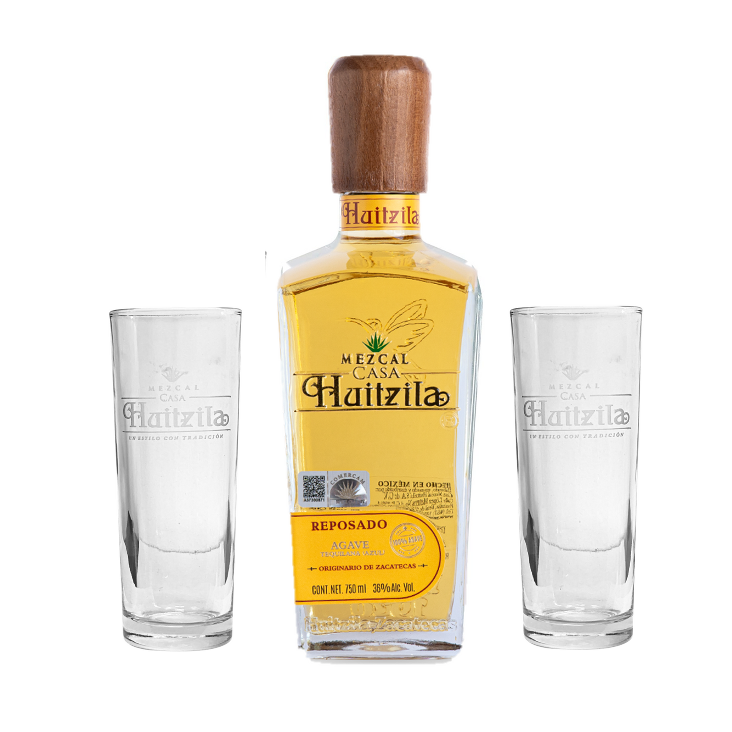 Mezcal Huitzila Reposado Premium + 2 Vasos