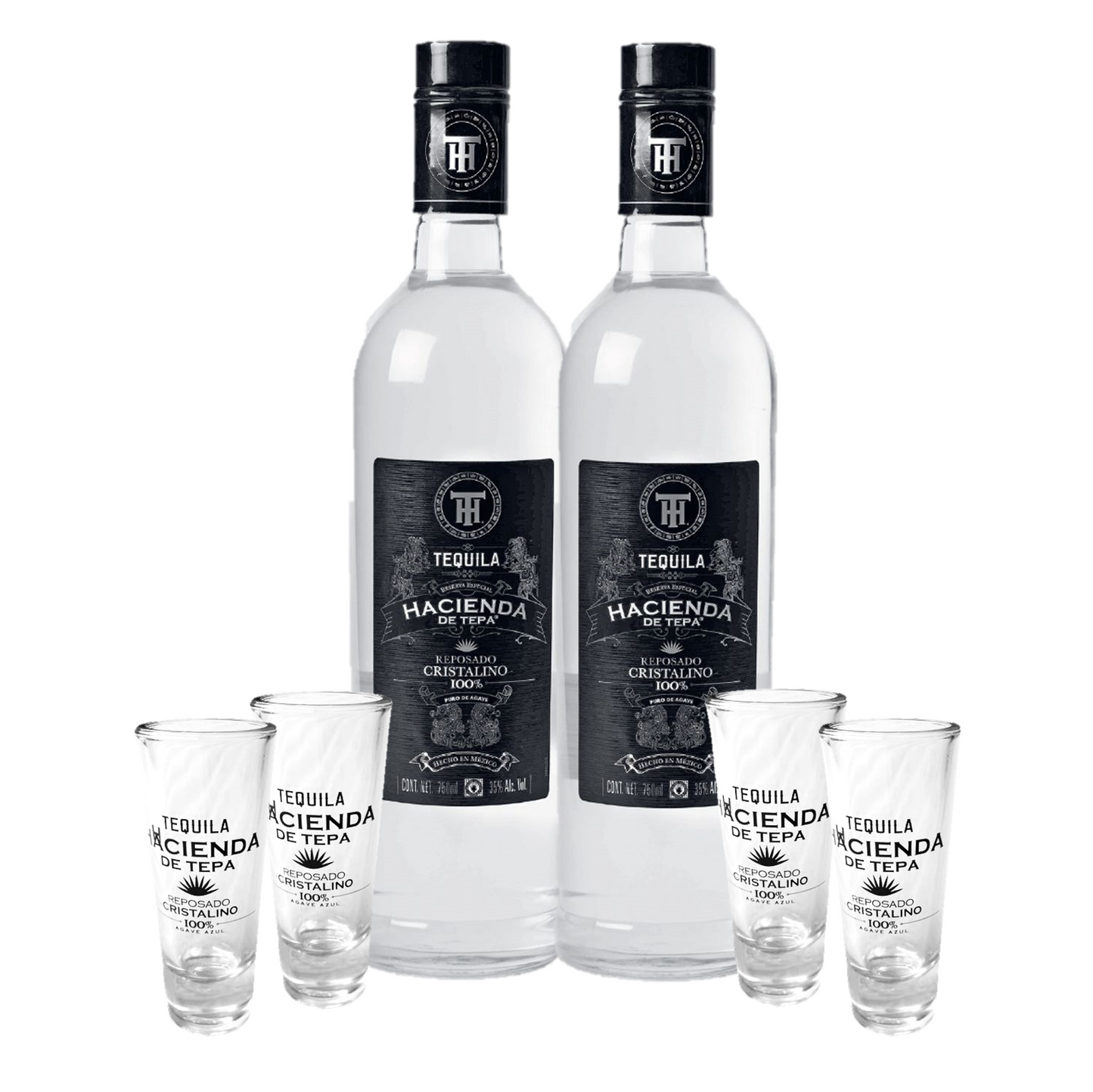 2 Tequilas Hacienda De Tepa Cristalino 750 Ml + Tequileros - Corpovino