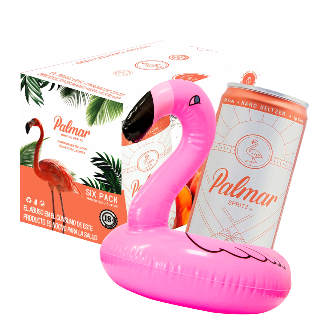 Hard Seltzer Palmar Pack 6 Durazno 355 ML + Inflable Flamenco
