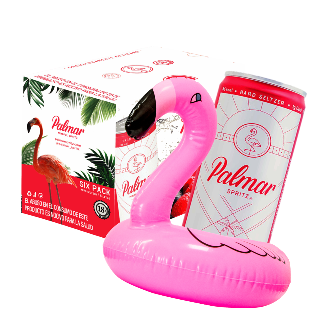 Hard Seltzer Palmar Pack 6 Frutos Rojos 355 ML + Inflable Flamenco
