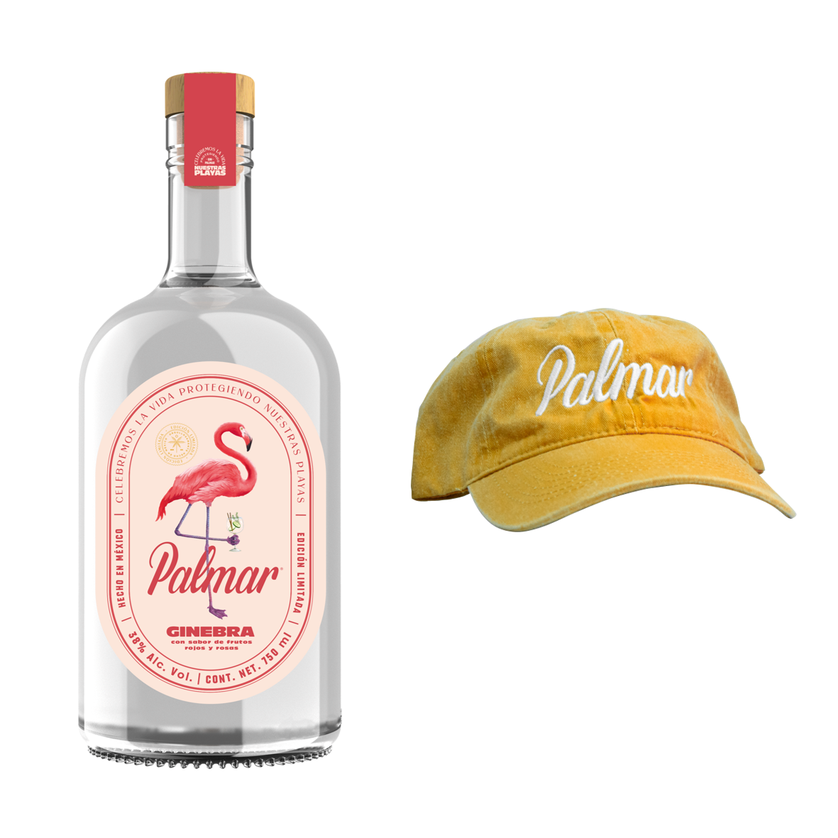 Ginebra Palmar Rosas y Frutos Rojos 750 Ml + Gorra Palmar
