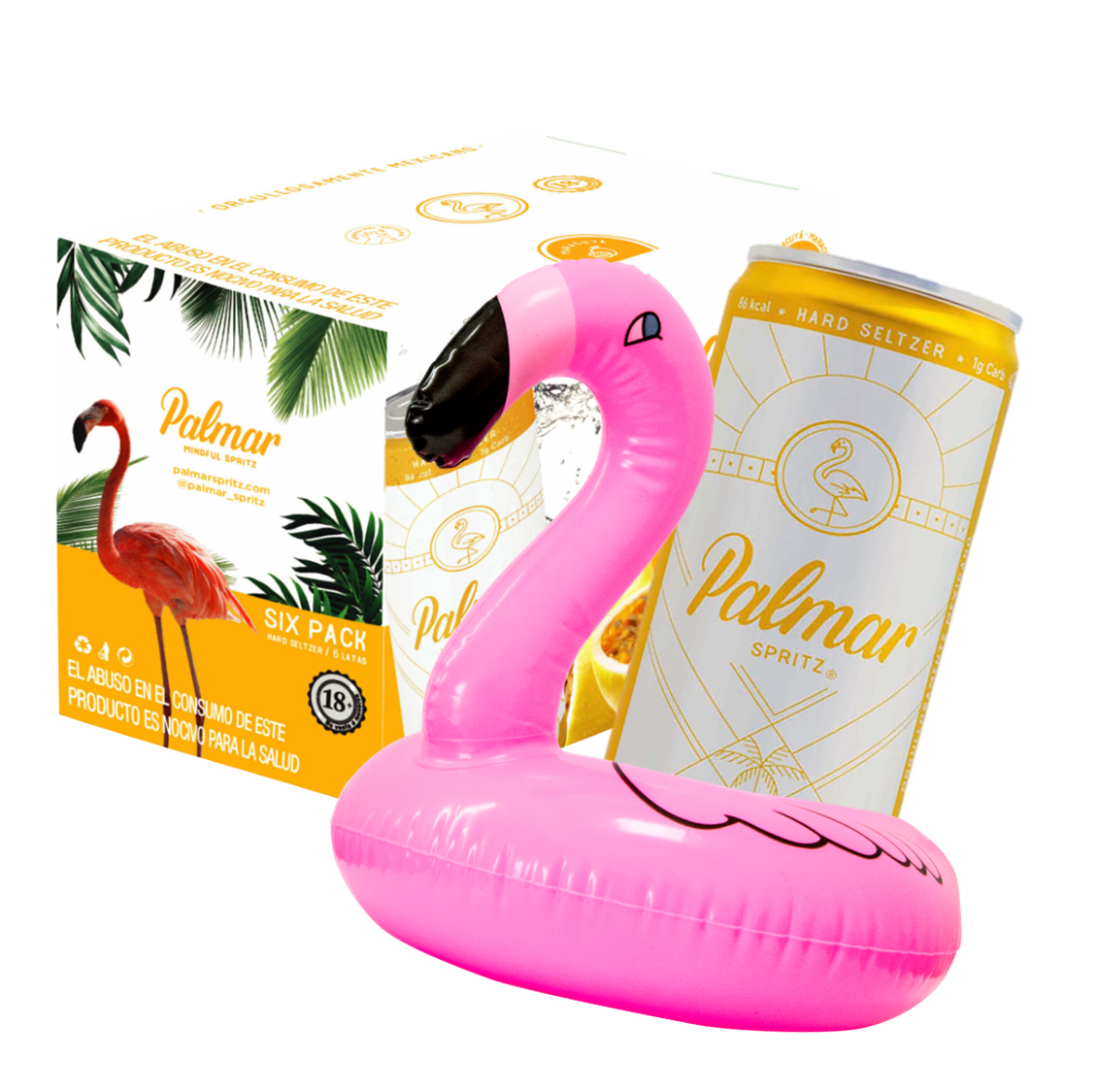 Hard Seltzer Palmar Pack 6 Maracuya 355 ML + Inflable Flamenco