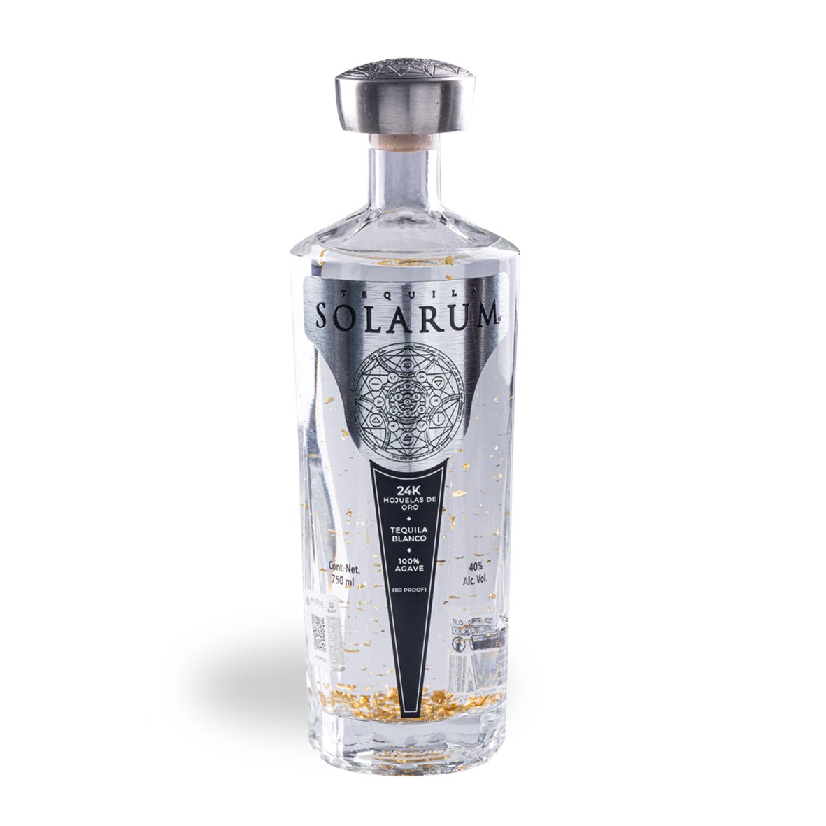 Tequila Solarum Blanco C/ Oro 24k 750 Ml + Copa