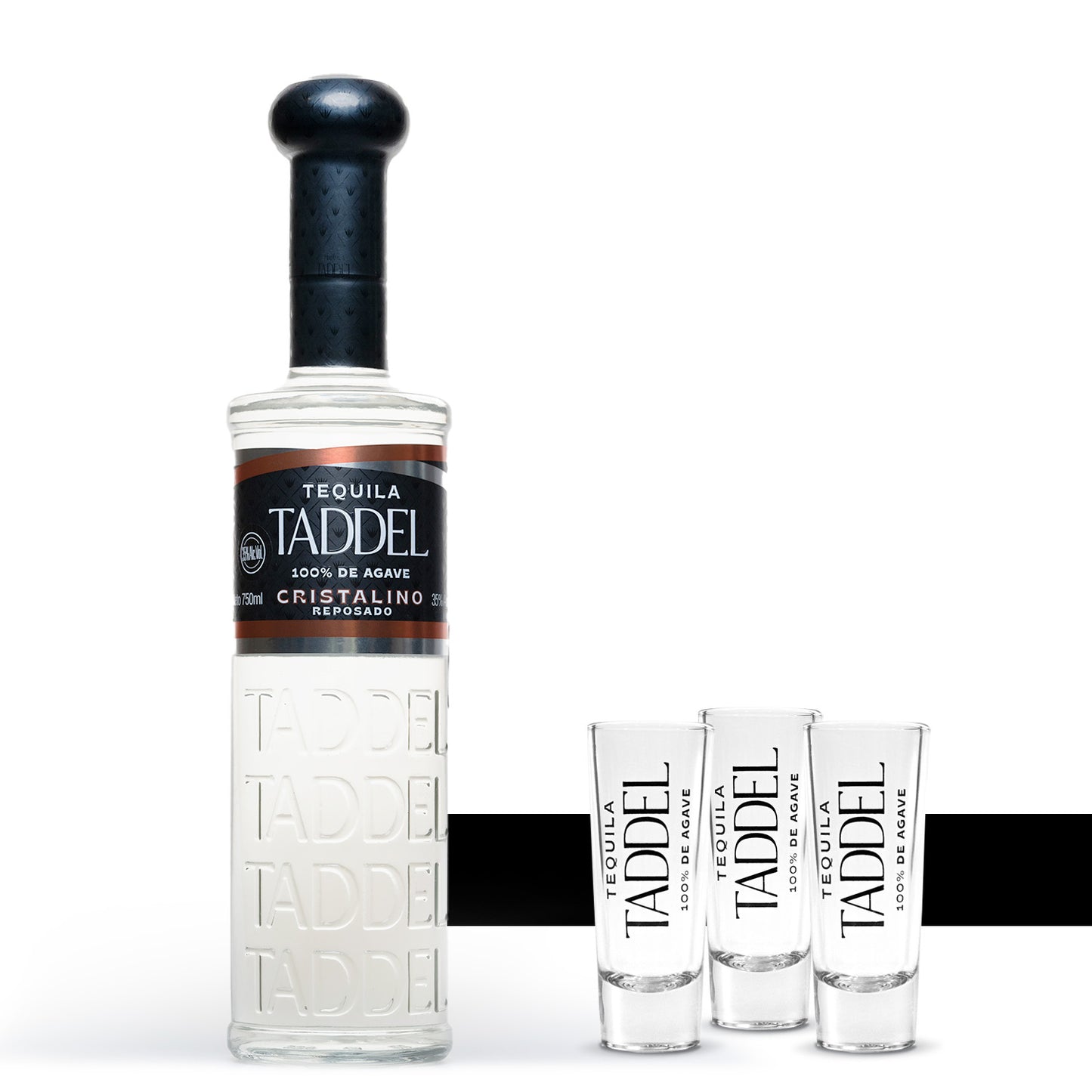 Tequila Taddel Reposado Cristalino 750 Ml + Tequileros - Corpovino