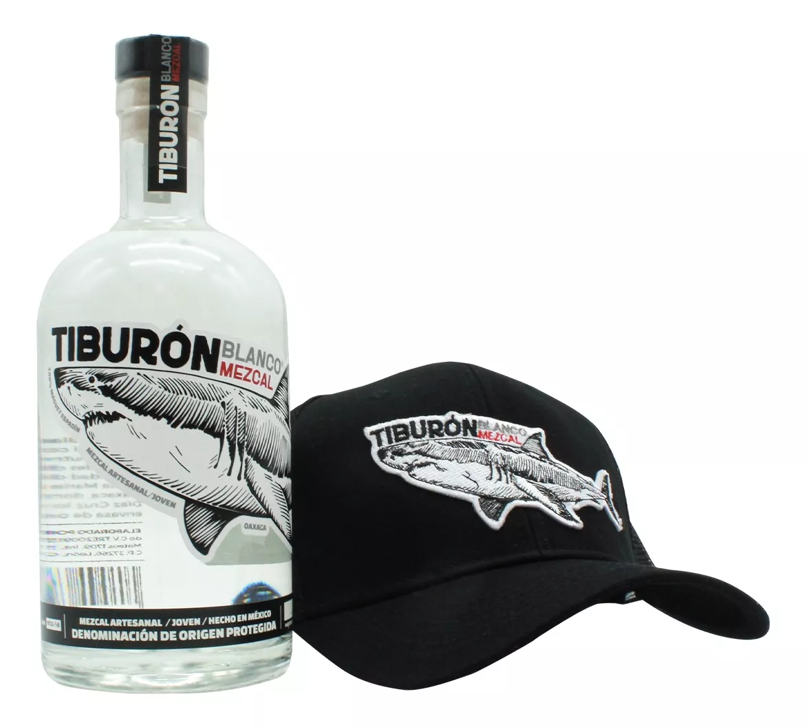 Paq 1 Mezcal Tiburón Blanco 750 Ml + 1 Gorra Tiburón