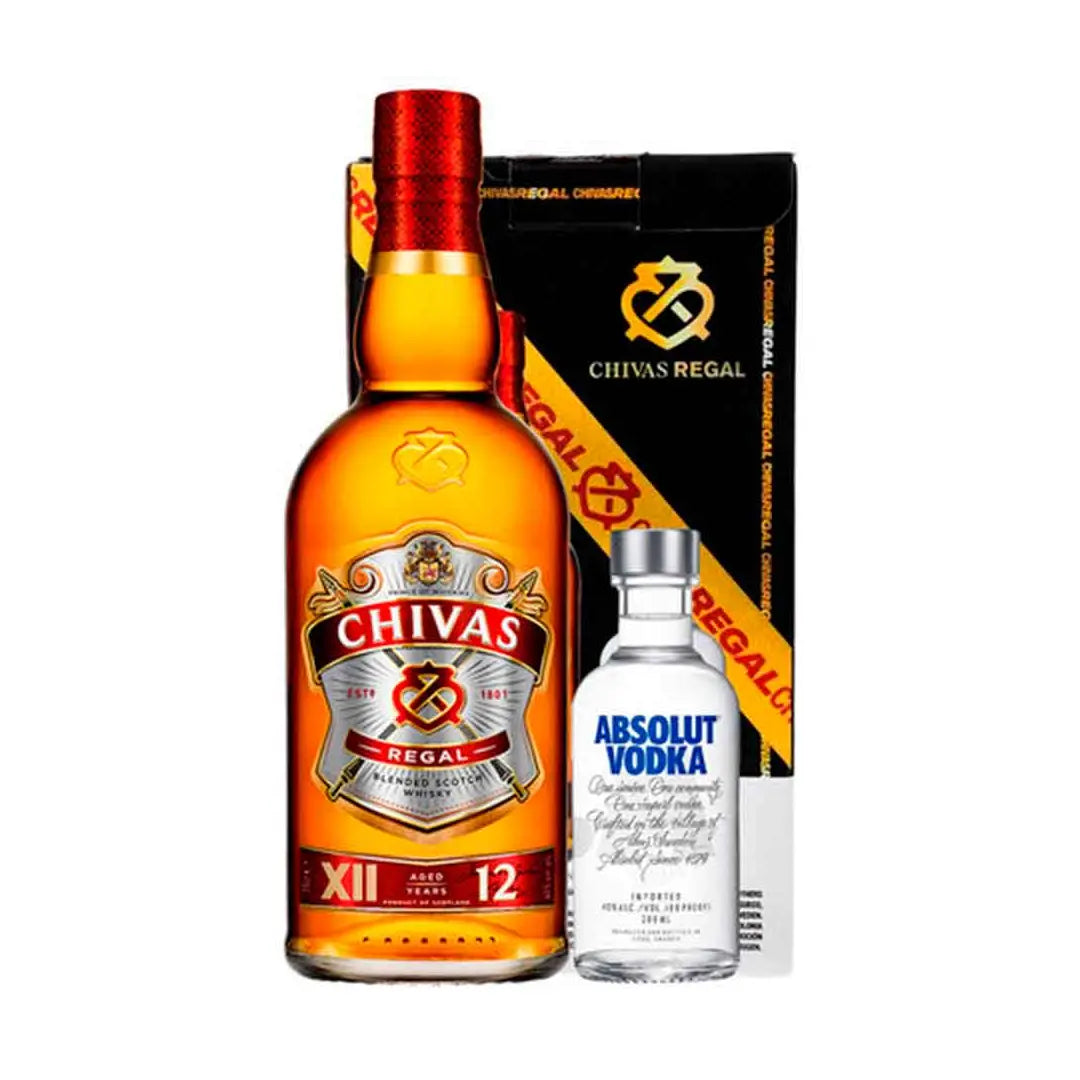 Whisky Chivas Regal 12 Años 750 Ml Con Vodka Absolut Azul 200 Ml - Corpovino