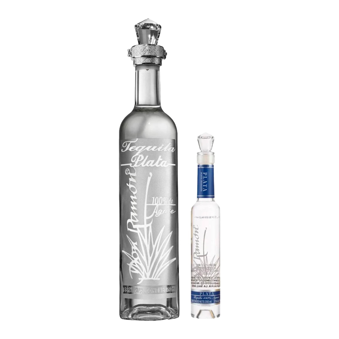 Tequila Don Ramon Plata Punta Diamante 750 Ml Con Pd Plata Flauta 200 Ml