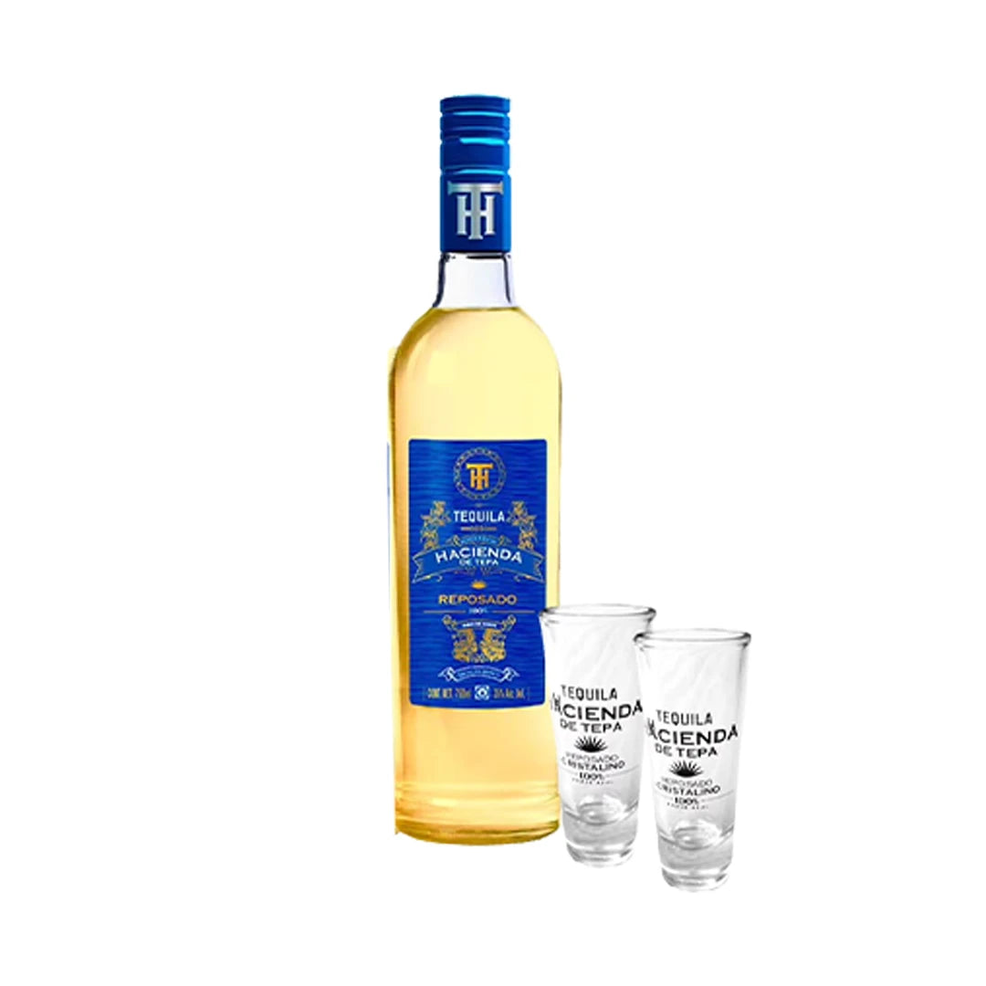 Tequila Hacienda de Tepa Reposado Cristalino 750 ml con 2 caballitos