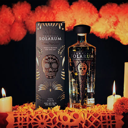 Tequila Solarum Blanco Con Oro 24k Ed. Calavera 750 Ml