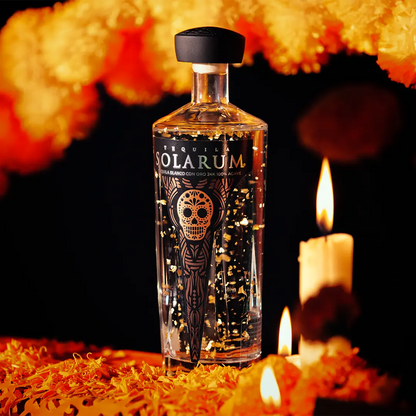 Tequila Solarum Blanco Con Oro 24k Ed. Calavera 750 Ml