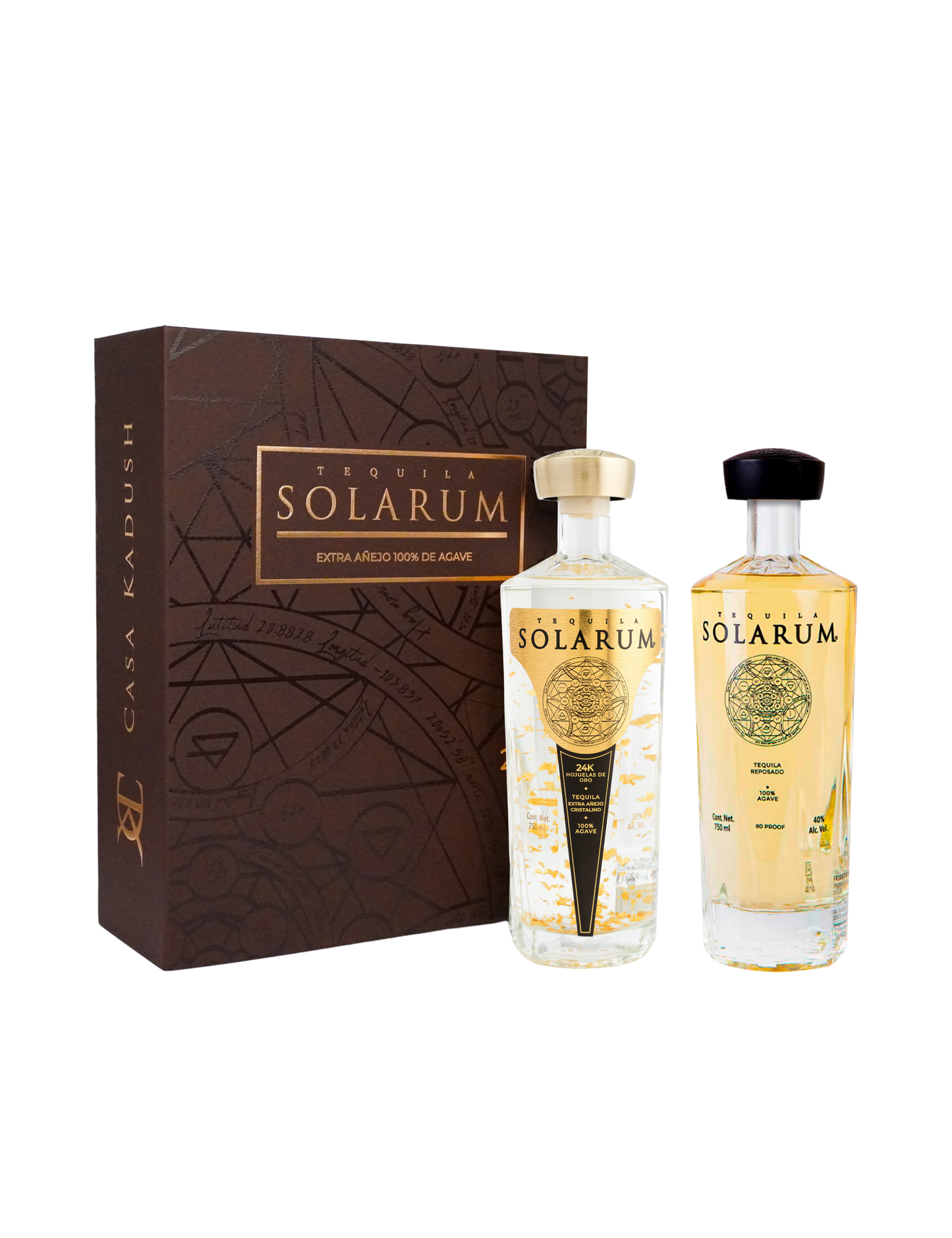 Tequila Solarum Extra Añejo Cristalino 750 Ml Con Tequila Solarum Reposado 750 Ml