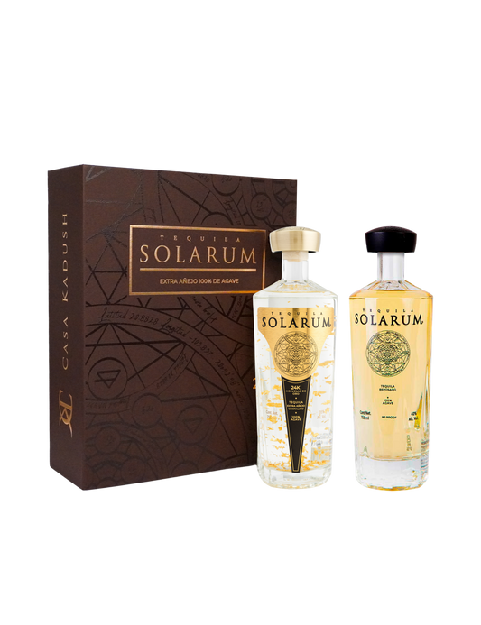 Tequila Solarum Extra Añejo Cristalino 750 Ml Con Tequila Solarum Reposado 750 Ml
