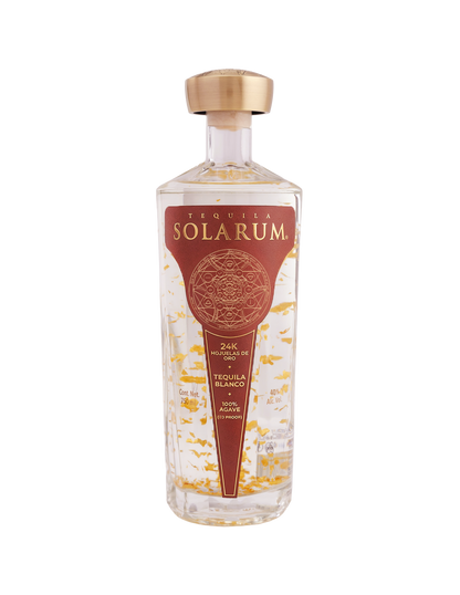 Tequila Solarum Blanco C/ Oro 24k Ed. Barro 750 Ml + Licorera Solarum