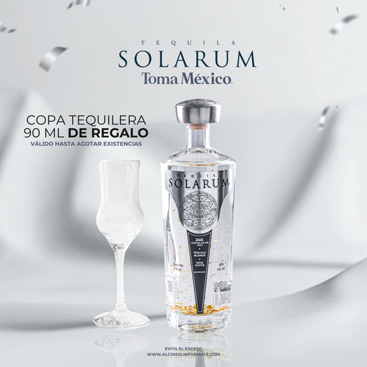 Tequila Solarum Blanco C/ Oro 24k 750 Ml + Copa