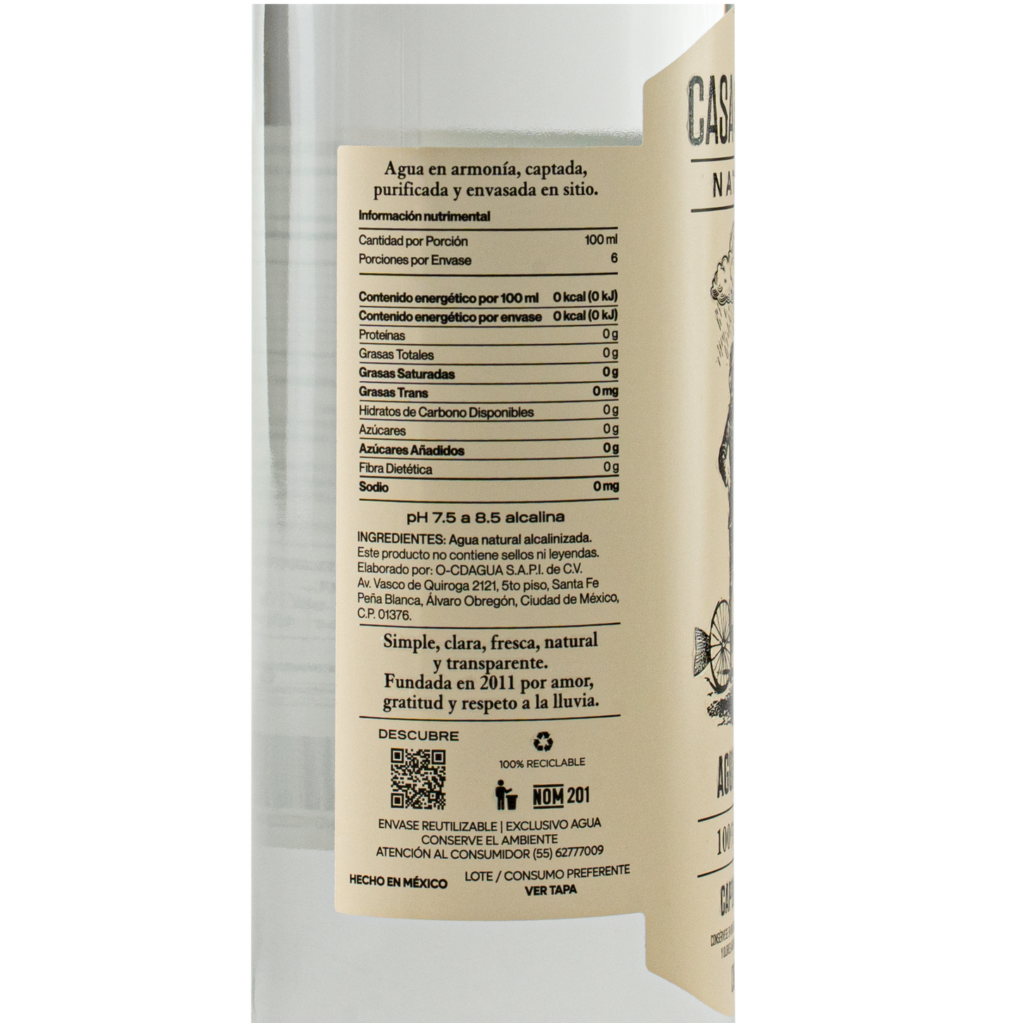 Agua de Lluvia Natural Casa del Agua 600 Ml