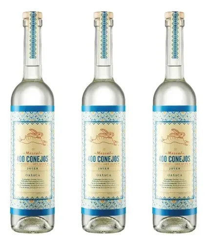 Pack 3 Mezcal 400 Conejos Joven Espadín 750 Ml