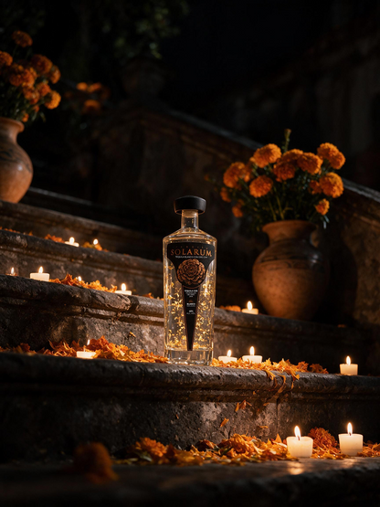 Tequila Solarum Blanco C/ Oro 24k Ed. Día de Muertos 750 Ml