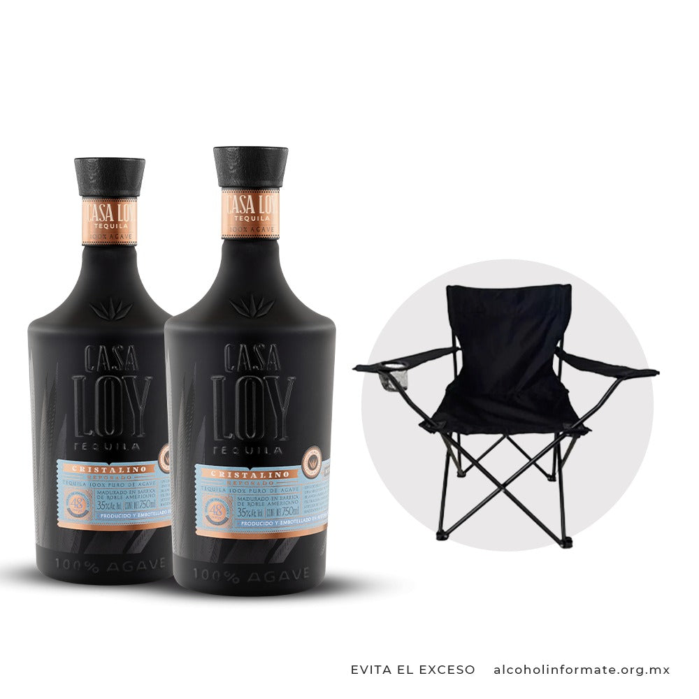 Pack 2 Tequila Casa Loy Cristalino 750 Ml + Silla