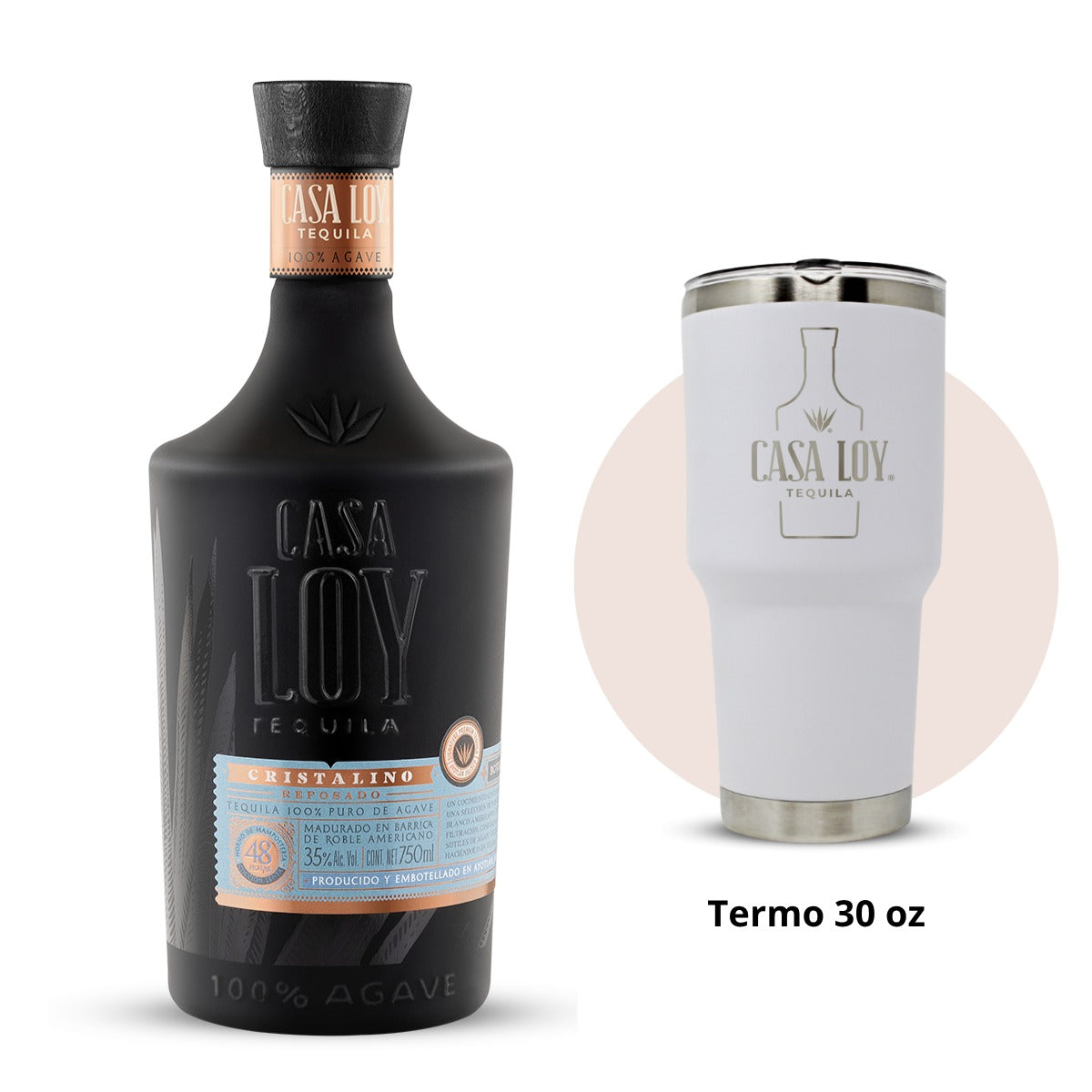 Tequila Casa Loy Cristalino 750 Ml + Termo
