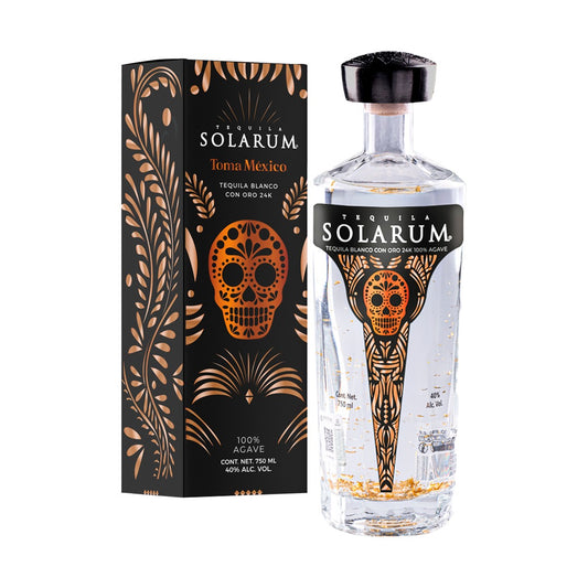 Tequila Solarum Blanco C/ Oro 24k Ed. Calavera 750 Ml