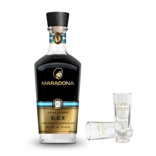 Licor de Café Maradona Black 750 ml + 2 Tequileros Maradona