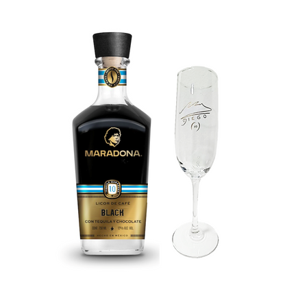Licor de Café Maradona Black 750 ml + Copa Maradona