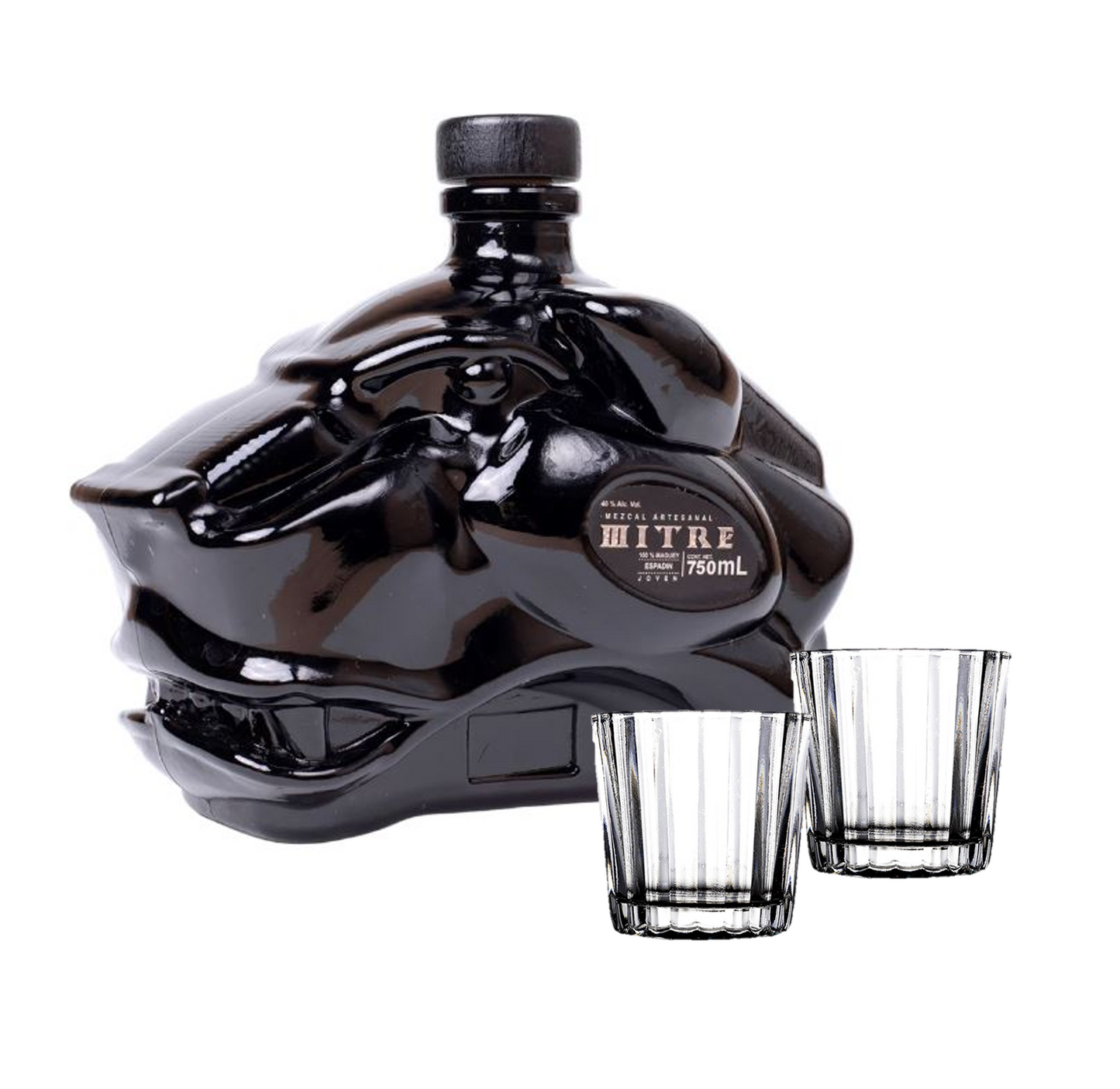 Mezcal Mitre Cabeza De Jaguar 750 Ml + 2 Mezcaleros
