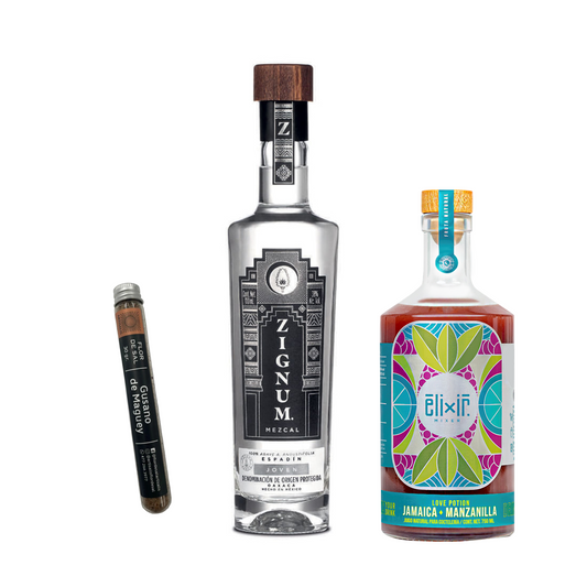 Kit Ritual Mezcalero Zignum Silver + Elixir Mixer Jamaica + Sal de Gusano