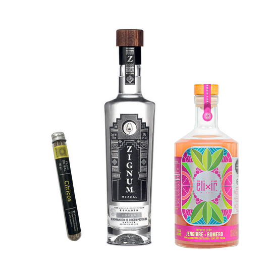 Kit Ritual Mezcalero Zignum Joven + Elixir Mixer Jengibre + Sal Cítricos