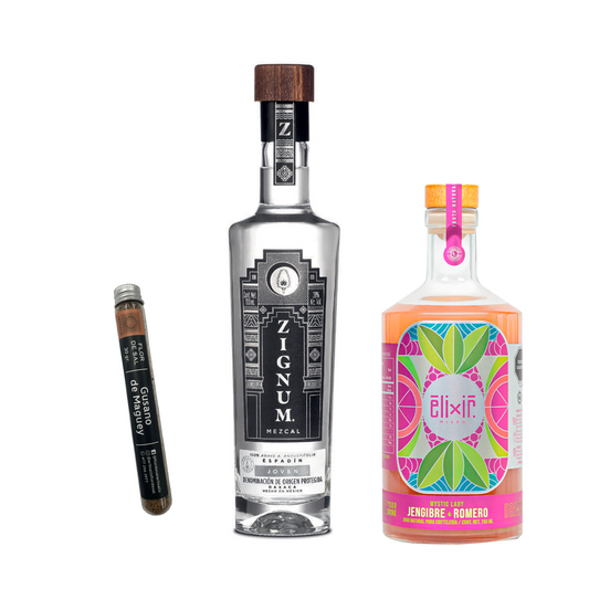 Kit Ritual Mezcalero Zignum Joven + Elixir Mixer Jengibre + Sal de Gusano