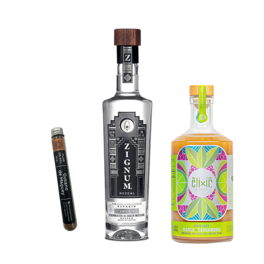Kit Ritual Mezcalero Zignum Joven + Elixir Mixer Mango+ Sal de Gusano