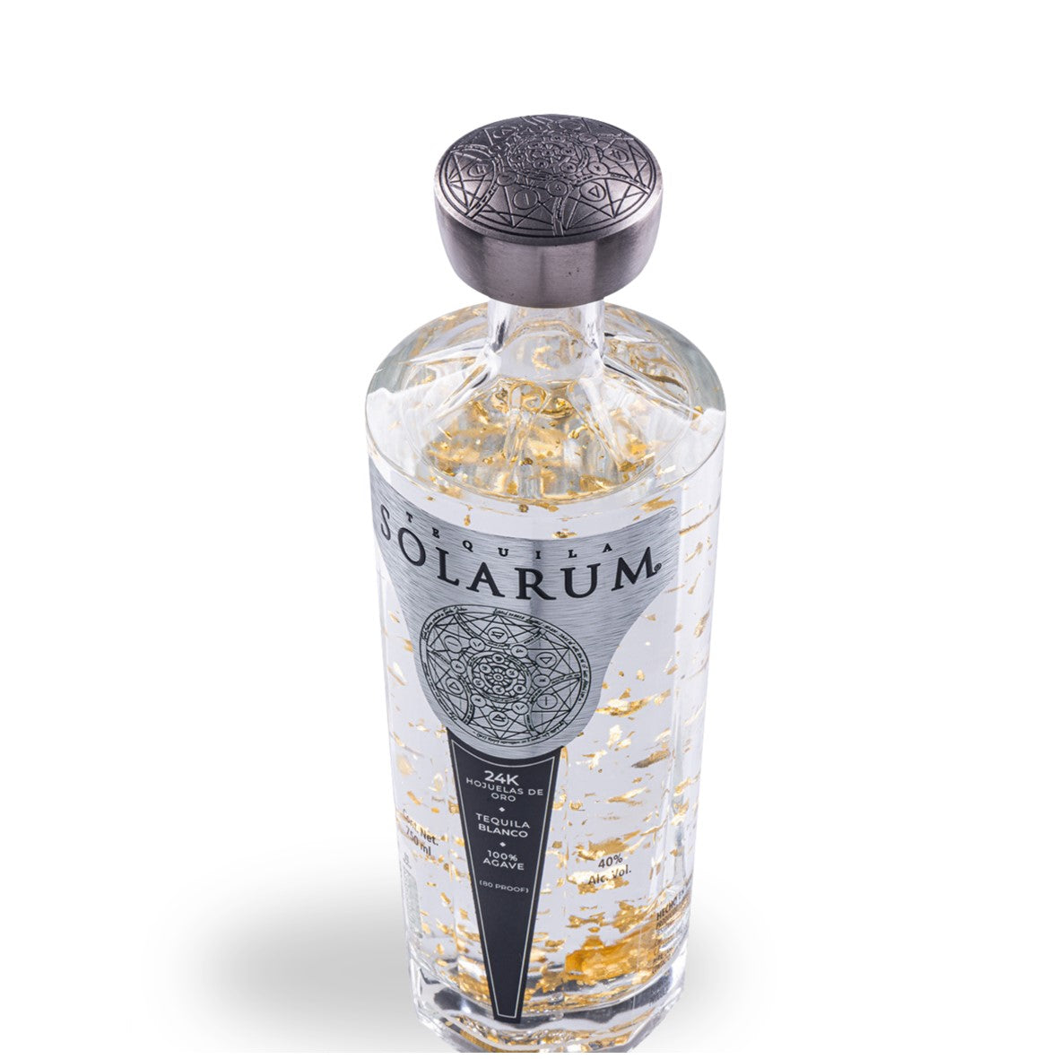 Tequila Solarum Blanco C/ Oro 24k 750 Ml + Copa