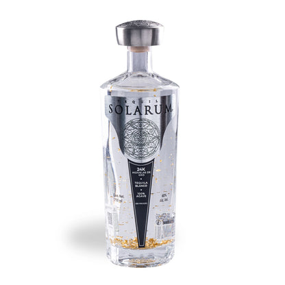 Tequila Solarum Blanco C/ Oro 24k 750 Ml + Copa