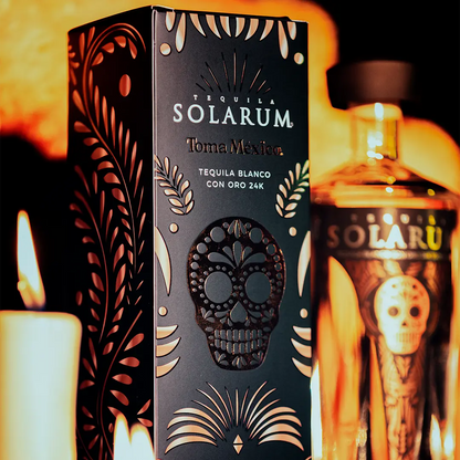 Tequila Solarum Blanco Con Oro 24k Ed. Calavera 750 Ml