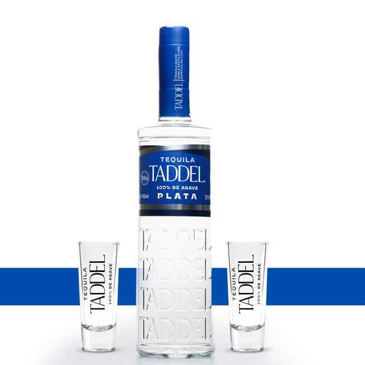 Tequila Taddel Plata 750 Ml + Tequileros