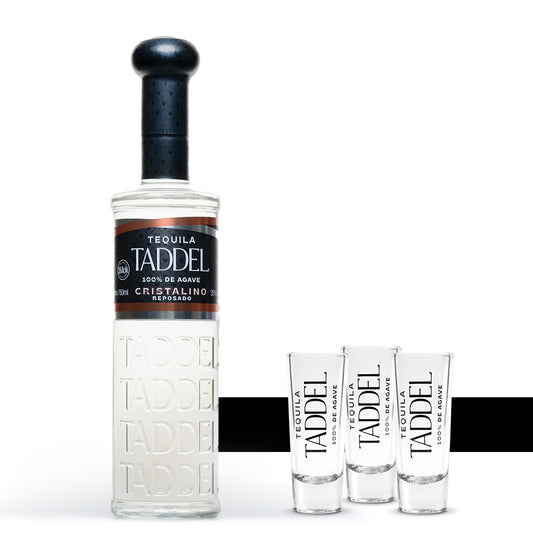 Tequila Taddel Reposado Cristalino 750 Ml + Tequileros