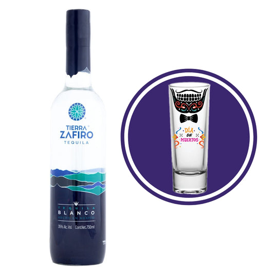 Tequila Tierra Zafiro Blanco 750 Ml + Tequilero Día de Muertos