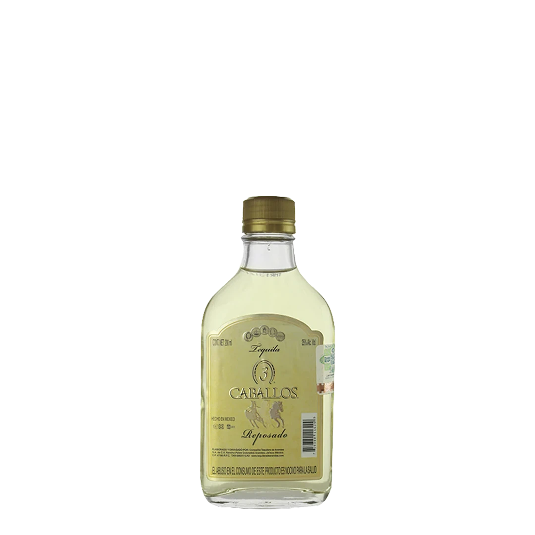 Tequila 3 Caballos Reposado Vidrio 200 Ml
