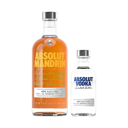 Vodka Absolut Mandarina 750 Ml Con Vodka Absolut Azul 200 Ml - Corpovino