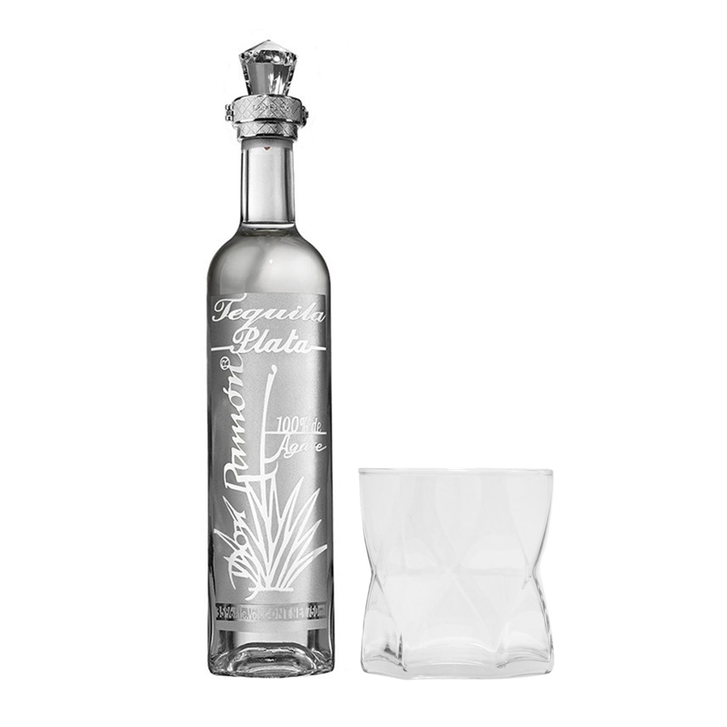 Tequila Don Ramón Plata Punta Diamante 750 Ml + Vaso