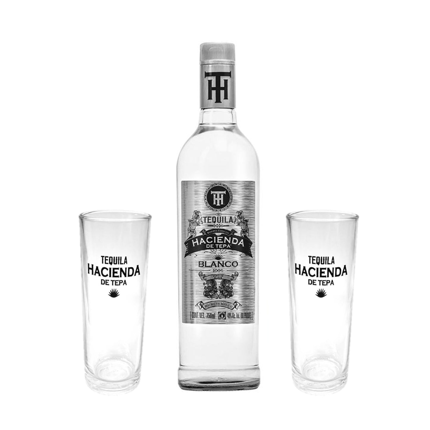 Tequila Hacienda De Tepa Blanco 100% 750 Ml + 2 Vasos
