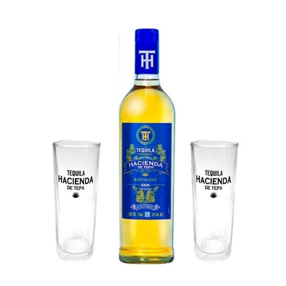 Tequila Hacienda De Tepa Reposado 100% 700 Ml + 2 Vasos