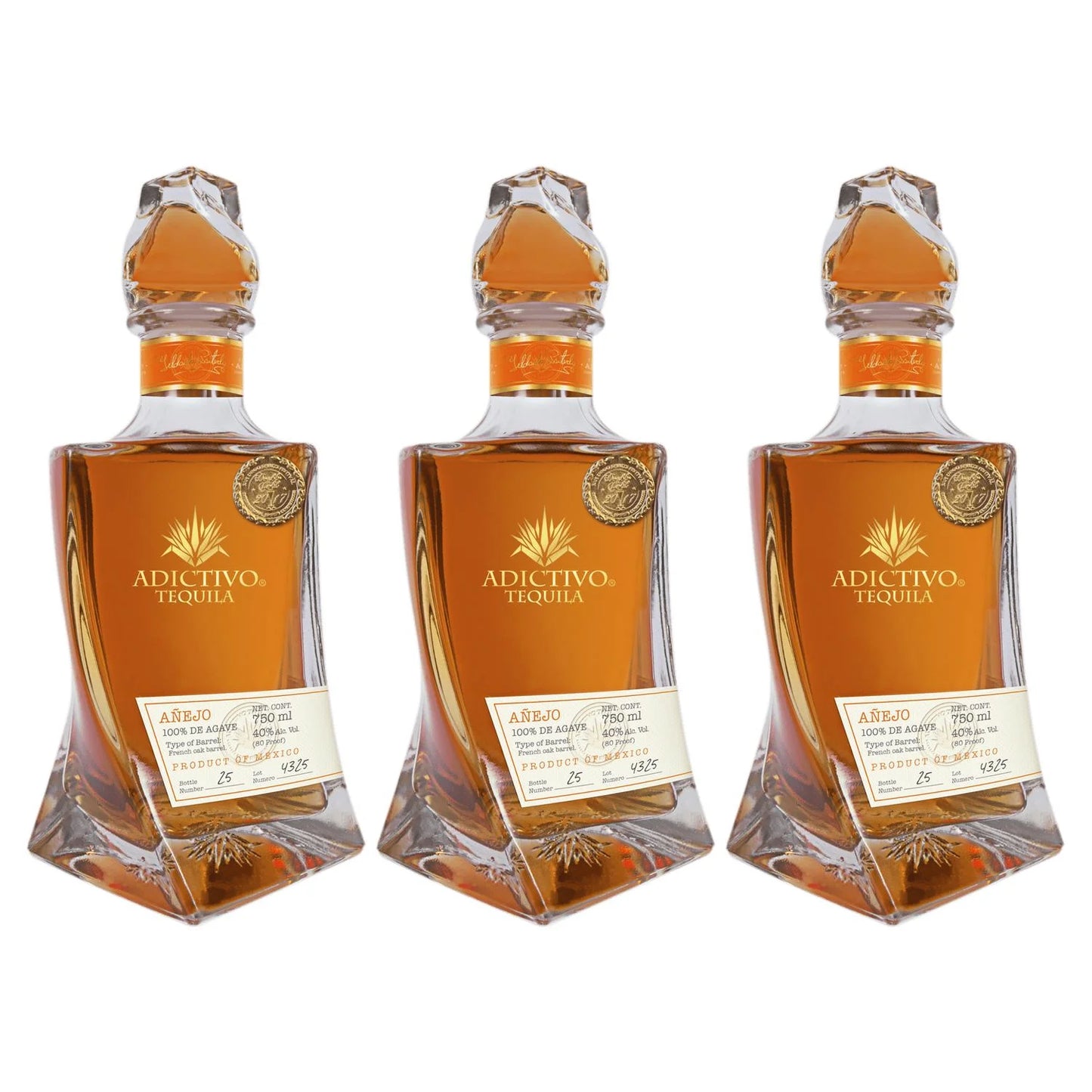Pack 3 Tequila Adictivo Añejo 750 Ml