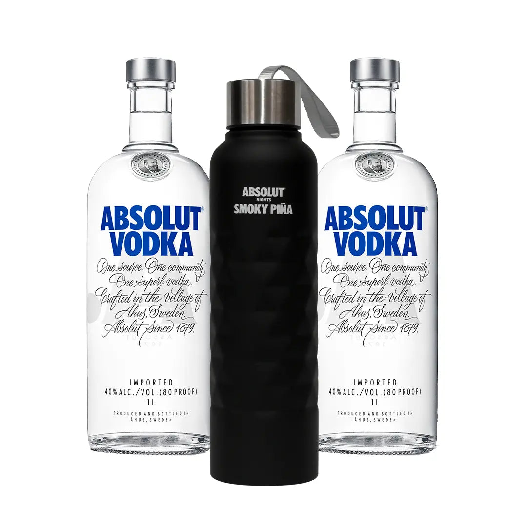 Pack 2 Vodka Absolut Azul 750 Ml + Termo Absolut